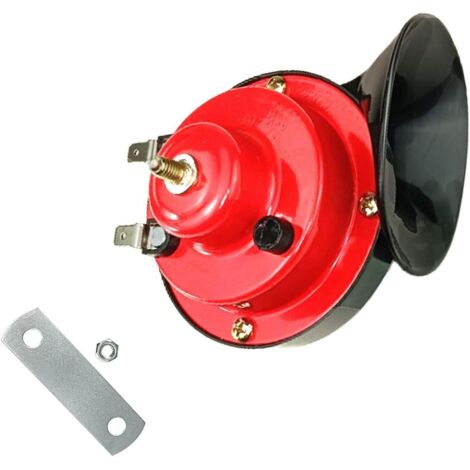 Klaxon Camion,Universal Avertisseur pour Voitures,12V Klaxons de Corne D'Escargot,Corne d'Escargot Électrique à Air pour Coiture,Klaxon Moto Avertisseur Motocycle Universel Horn (Rouge) (1/5)