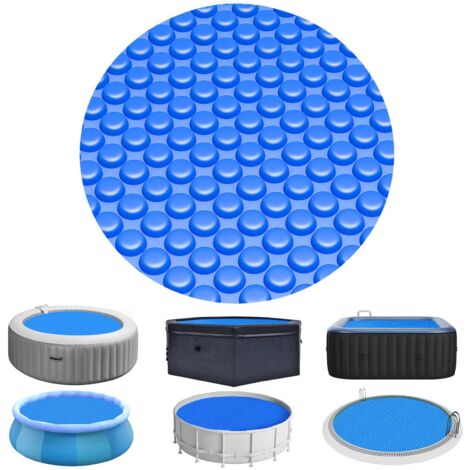 Couverture de piscine ronde de 3 mètres pour piscines hors sol et enterrées Couverture à bulles pour spa et jacuzzi, couverture thermique flottante bleue de 15 mils pour piscines de 10 pieds de diamèt