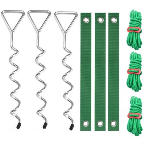 Kit de piquets d'arbre, piquets en spirale robustes et supports pour arbres penchés et jeunes arbres, redressement argenté