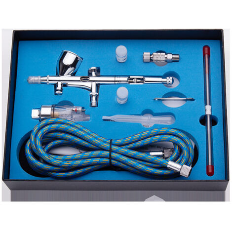 180K Professionnel Pistolet aerographe kit/Double Action/avec Aiguille de 0,2 mm / 0,3 mm / 0,5 mm buse et Tuyau. (1/5)