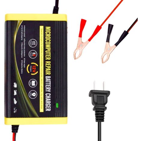 Chargeur de batterie, chargeur de batterie de voiture, chargeur intelligent 12 V 6 A pour motos, voitures, SUV, batteries sèches, batteries à eau, batteries au plomb-acide, prise américaine (1/5)