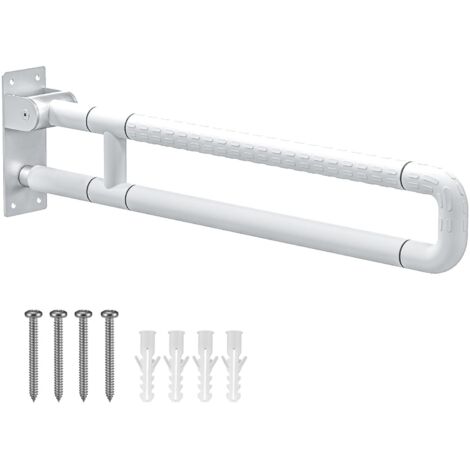 75cm Barre D'appui WC, Barre Toilette Handicapé, Charge portante 300-350kg, Barre D'appui de Salle de Bain en Acier Inoxydable avec 6 Cercles Lumineux pour Handicapé,Âgé,Enceint (White, 75cm)