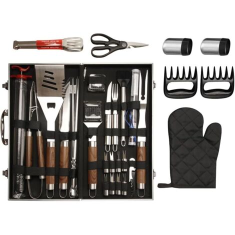 Accessoires pour barbecue, ensemble de 38 pièces, acier inoxydable robuste, outils pour barbecue, mallette en aluminium, tablier, meilleurs cadeaux pour hommes