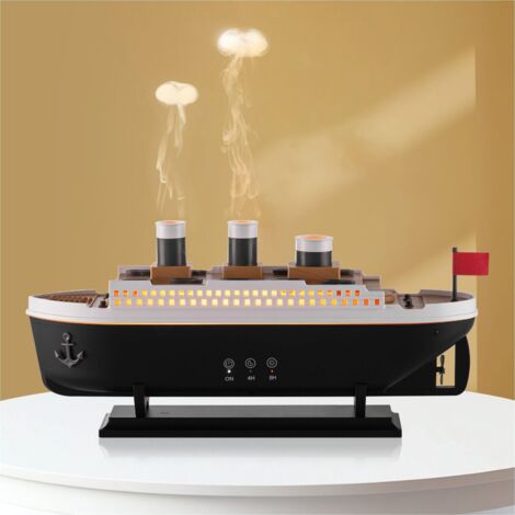 Humidificateur pour bateau de croisière 250 ml, diffuseur d'huiles essentielles à vapeur froide, diffuseur d'arômes ultrasonique avec télécommande, 7 modes d'éclairage, 2 modes de brumisation, arrêt a