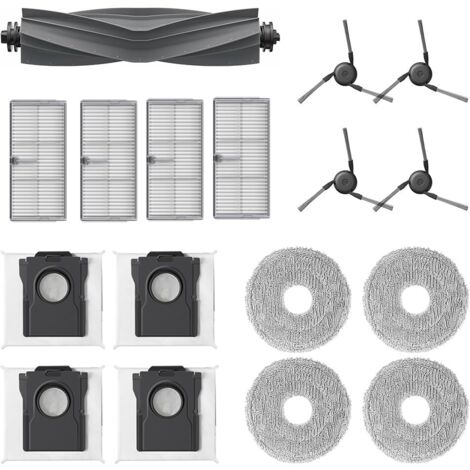 17 Pcs Accessoires pour Dreame X40 Ultra / X40 Ultra Complete/L40 Ultra Robot Aspirateur.1 Brosse Principale, 4 Filtres, 4 Sacs à Poussière, 4 Chiffons de Nettoyage, 4 Brosses Latérales (1/4)