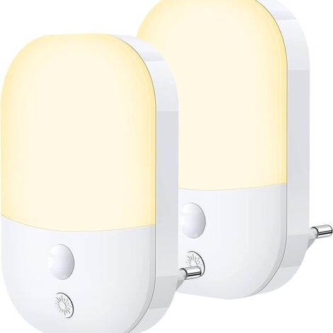 Veilleuse Type-C Rechargeable, 2 Pack Veilleuse avec Détecteur de Mouvement et 5 Niveaux Luminosités 3 Modes(AUTO/OFF/ON), Veilleuse Enfant pour Chambre, Escalier, Couloir, 2800K Blanc Chaud [Classe é (1/5)