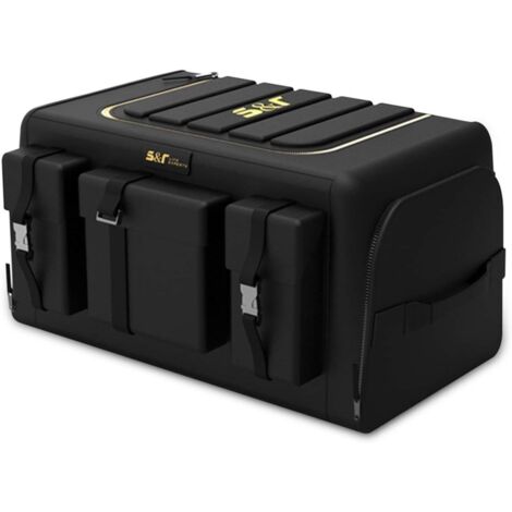 Organisateur de Coffre de Voiture Sacs pour Coffre de Voiture en Oxford sac 3 Fois la Taille Pliable Grande Capacité Organiseurs pour Auto/SUV/Camion (Noir, 50L Avec poches latérales) (1/5)