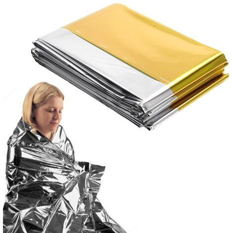 3 Pcs Couverture de Survie Réutilisable Extra Large Couverture Thermique Or Argenté d'urgence pour l'extérieur Randonnée Marathons Premiers Secours 210×160cm (1/5)
