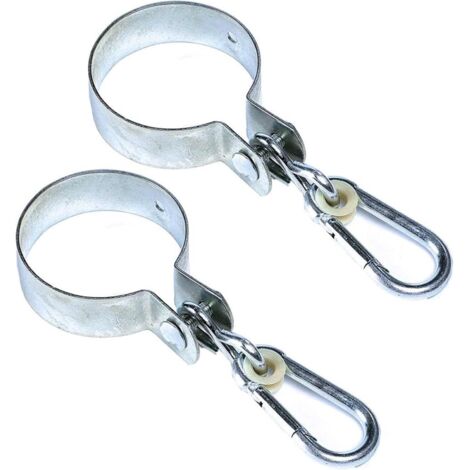 Lot 2 Crochets Ronds Ø 10 cm avec Mousqueton Fixation balancoire portique (1/5)