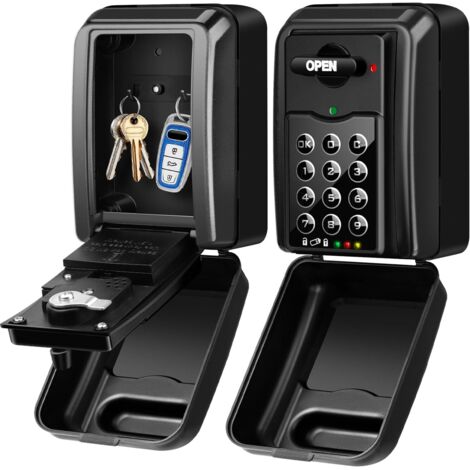 Grande Boite à Clés Securisee Exterieur  Anti-vol & Privilèges Administrateur  Boite à Clefs Murale avec Code 6 Chiffres Digital Boitier a Clef Étanche Antirouille Combination Lock Box