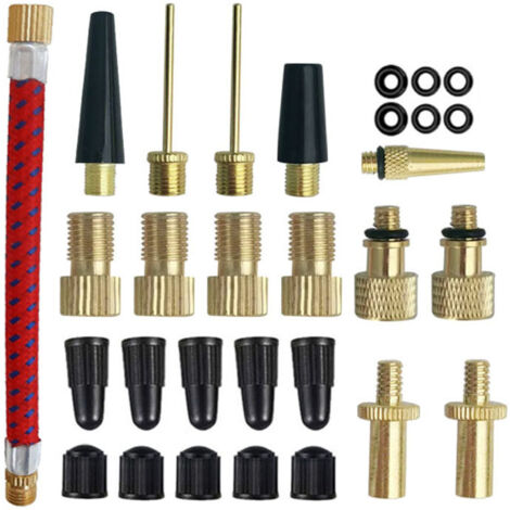 30 Pièces Adaptateur de Pompe à Vélo, Kit de Adaptateur de Valve de Vélo, Embout Pompe Velo avec Vague D'étanchéité, pour Pompe à Vélo, Compresseurs Pompes (1/5)