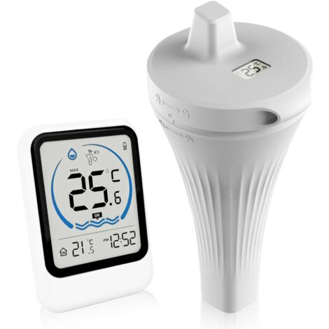 Thermometre Piscine, Thermomètre de Piscine Sans Fil étanche IP68, Thermomètre Piscine Flottant Sans Fil Thermometre d'eau Intérieur Extérieur pour Aquariums, Baignoires, étangs (1/5)