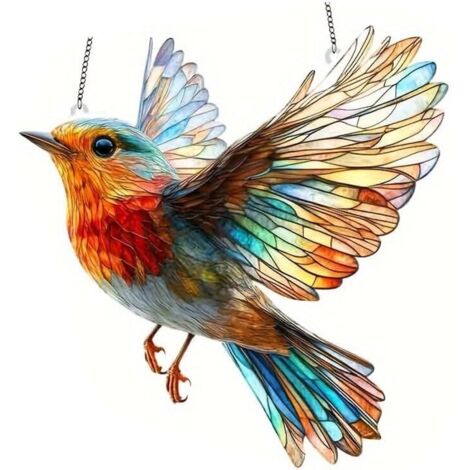 Décoration murale en acrylique pour fenêtre, décoration colorée en acrylique en forme de colibri - 8 pouces/20 cm - Idéale pour la décoration intérieure et extérieure (1/5)