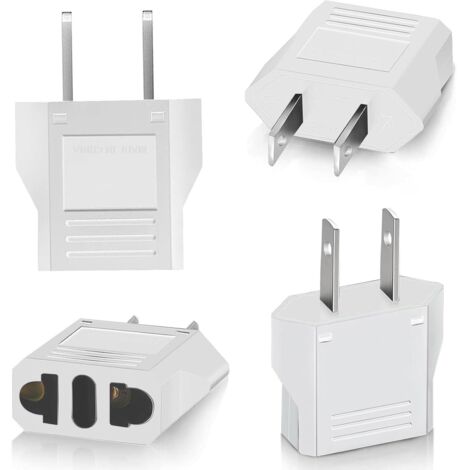 4 Pièces Adaptateur USA, Adaptateur EU Europe France vers Etats-Unis/Américain/US/Chine/Japon/Canada/Mexique Blanc, Adaptateur Type A (1/5)