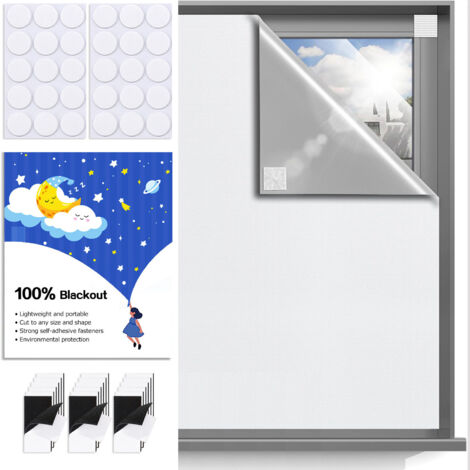 Occultant sans Percage, 200x148cm Rideau Occultant Pare Soleil Fenetre de Toit Maison, Anti Chaleur Tissu Isolant Thermique au Metre, 100% Blackout Matériau, 420D Oxford, gris clair