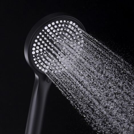 NETTLIFE Douchette à main ronde noire à économie d'eau avec 5 jets