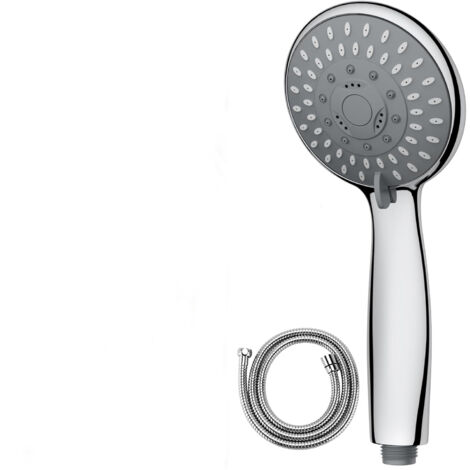 Pommeau de douche, tête de douche, 5 modes, avec tuyaux de 1,5 m, robinet de douche haute pression, économie d'eau de douche ionique démontable, portable, tête de douche, chrome (1/5)