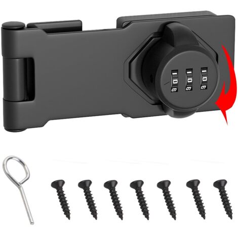 2pcs Hasp de Verrouillage en Métal,4,3in Moraillon de Verrouillage en Acier Inoxydable,Boucle pour Loquet Hasp,Serrure à Mot de Passe pour Armoire,Serrure à Code à 3 Chiffres pour Portes,Armoires (1/5)