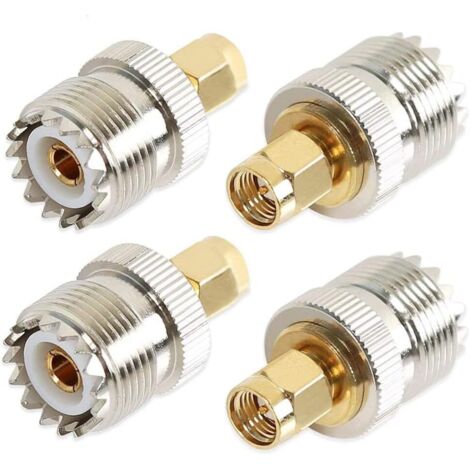 UHF Femelle à Adaptateur Mâle SMA Connecteur Coaxial RF SO239 (PL259) Adaptateur Portatif à Antenne PL-259 Convertisseur Radio Bidirectionnel (4 Pack) (1/5)