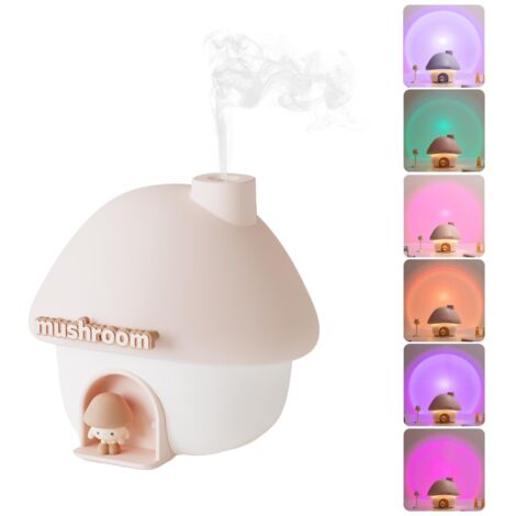 Humidificateurs pour chambre à coucher, 300 ml, humidificateur mignon en forme de champignon avec veilleuse et lumière d'ambiance, humidificateur d'air ultrasonique silencieux pour chambre (1/5)