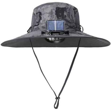 Anseom Chapeau Soleil Unisexe UPF 50+ - Large Bord Anti-UV Avec Protection Cou - Gris/Beige