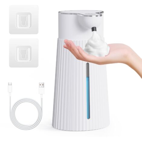 Distributeur De Savon à Capteur, Distributeur Automatique De Savon Pour Les Mains En Mousse Etanche Ipx5 Chargement Usb Reglage De Capacite A 4 Vitesses Montage Mural Blanc Modele En Mousse