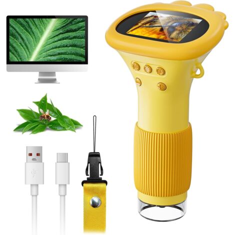 Microscope Électronique Enfants – Écran IPS HD 2 Pouces – Zoom 1000x – 8 LED Réglables – Kit Scientifique Portable Pour Enfants Dès 6 Ans
