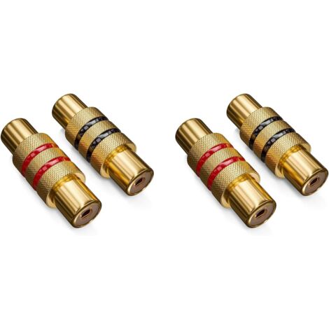 4 Pièces Coupleur RCA - Adaptateur Audio Vidéo Noir et Rouge - Connecteur RCA Femelle (1/5)