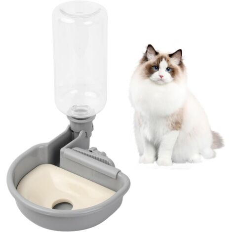Distributeur d'eau pour Chien, 480ml Distributeur Eau Chien Cage, Abreuvoir Chien pour Cage,Bol d'eau avec Bouteille,Automatique Gravitaire Fontaine à Eau pour Chat Chien Petits Animaux (Gris) (1/5)