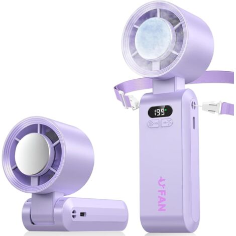 Petit ventilateur de poche rechargeable par USB pour fille, femme, homme, intérieur et extérieur, ventilateurs de bureau pliables avec affichage numérique