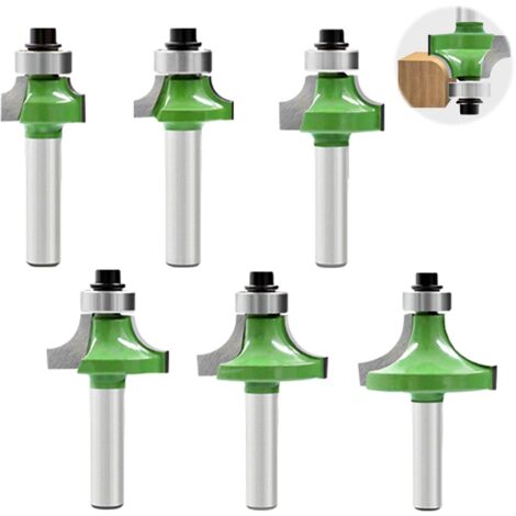 Lot de 6 fraises défonceuses 8 mm – Fraise quart de rond avec roulement – Acier au tungstène pour finition précise – Compatible machines découpe (1/5)