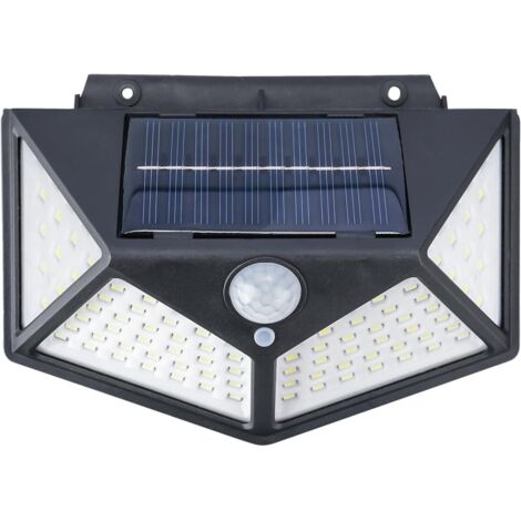GD203 Outdoor Solar Light Garden Lamp with Motion Sensor 100 LED IP65 Waterproof Wall Spotlight for Front Door Garden Garage Black