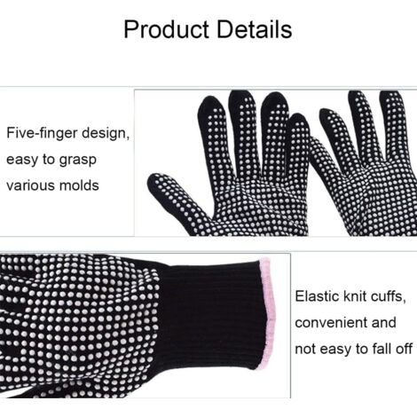 Muldale Gants De Cuisine Doubles Résistants à La Chaleur Noirs - Gants Aga Avec Intérieur Éponge Jusqu'à 240°C