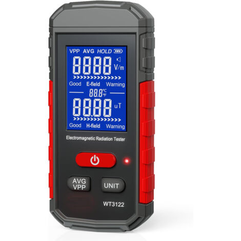 Détecteur EMF numérique rechargeable – Testeur de rayonnement électromagnétique – Alarme sonore et lumineuse – Mesure champ électrique et magnétique (1/5)