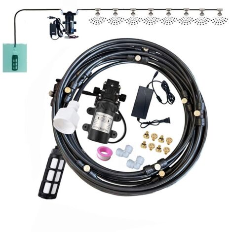 Systeme Brumisation, Tuyau d'arrosage + Buses de brumisation + sièges de brumisation, Brumisateur Terrasse, pour extérieur, terrasse, Jardin, Serre Parapluie (Size : 12M(39.3ft)-16 nozzles)