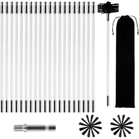 Kit de 24 brosses de nettoyage de cheminée, comprenant 20 tiges, 2 têtes, 1 connecteur et 1 sac de rangement (1/5)
