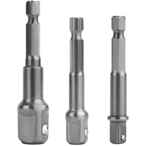 2 sets Jeu d'adaptateurs à chocs pour perceuse - Jeu d'embouts à chocs 1/4 3/8 1/2" Embout d'extension avec support Clé à cliquet Adaptateur hexagonal pour écrous (1/5)
