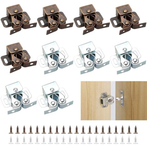 Loqueteaux de Meuble 10 Pièces Fermeture Porte Placard, Loqueteaux de Porte Placard Double Rouleau pour Placard(Deux couleurs) (1/5)