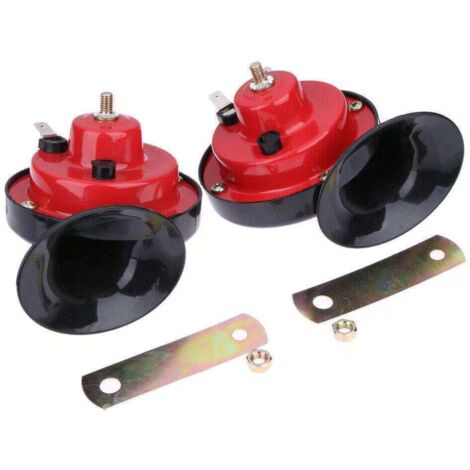 Klaxon Camion 12v,Double Tonalité Klaxon de Voiture Forme D'escargot 110±5db,Avertisseur Sonore de Haut Parleur Avec Support,our Camion,Train,Bateau,Voiture (1/5)