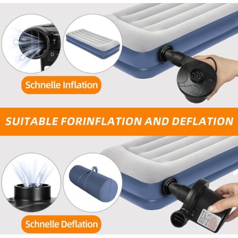 Pompe à Air électrique USHOP – Gonfleur/dégonfleur 2 En 1, 3 Buses, Pour Matelas, Piscine, Camping