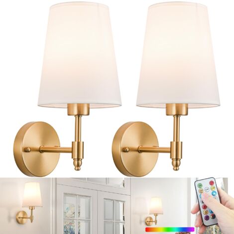 Applique murale à piles : appliques murales sans fil dorées avec ampoule LED magnétique à piles, facile à retirer pour la recharger, lampe murale adaptée aux locataires pour la décoration murale de la