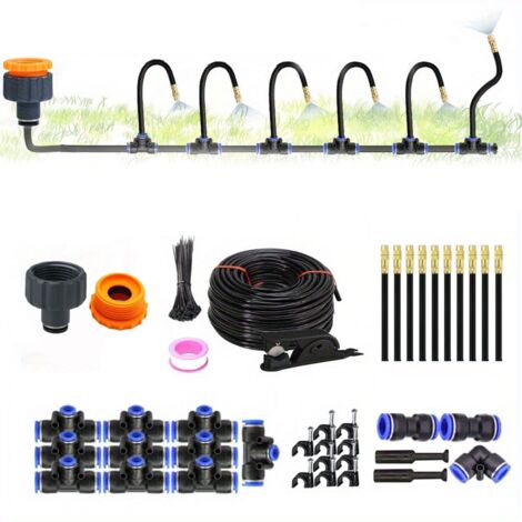 Système d'irrigation automatique pour jardin incurvé à 360°, système d'arrosage goutte à goutte flexible pour jardin, système d'arrosage par aspersion pour plantes d'extérieur, pour jardin, cour (10 m (1/5)