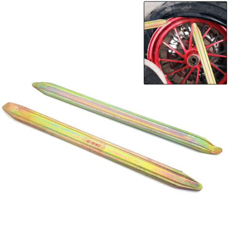 Lot de 3 démonte-pneus pour vélo, 28 cm, en acier haute résistance, outils de montage pour moto, vélo, voiture, scooter Couleur or (1/5)
