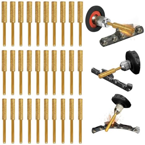 Diamant Affuteur Affuteuse de Chaine, 30 Piezas Affûteur de Tronçonneuse Diamant, Gabarit Affutage Chaine de Tronconneuse, 4.0mm/4.8mm/5.5mm Lime pour Chaine de Tronconneuse (1/5)