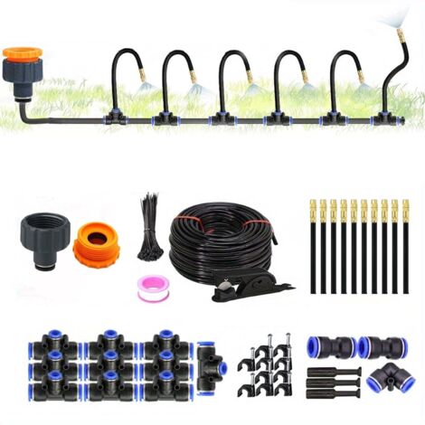 Système d'irrigation automatique pour jardin incurvé à 360°, système d'arrosage goutte à goutte flexible pour jardin, système d'arrosage par aspersion pour plantes d'extérieur, pour jardin, cour (15 m (1/5)