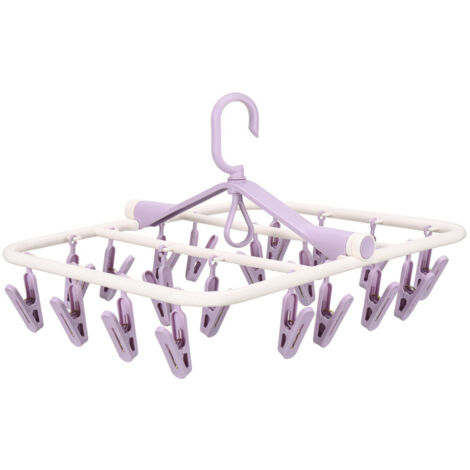 Séchoir Tourniquet, Etendoir Chaussette,Tourniquet à Chaussettes 20 Clips pour sous-Vêtements, Chaussettes, Lingeries, Pieuvre Pince à Linge Pliant pour Cravate, Chapeaux, La couleur violette (1/5)