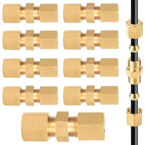 10 x Connecteur de Ligne de Frein, Connecteur de Conduite de Frein 4,75mm, Connecteurs de Câbles de Frein 3/16", Cuivre Nickelé (1/5)