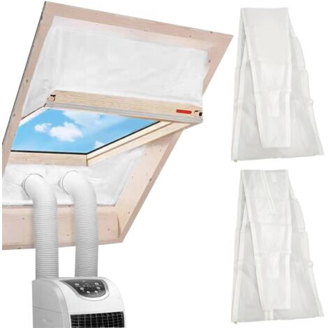Kit de fenêtre de climatiseur Portable 90, 6 Pouces avec Joint Ventilation à Fermeture à glissière imperméable, Ruban Fixation du Vent et Panneau réglable pour l'installation la fenêt (1/5)