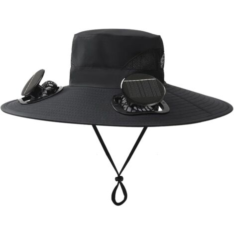 Chapeau d'extérieur à large bord anti-UV avec 2 ventilateurs solaires