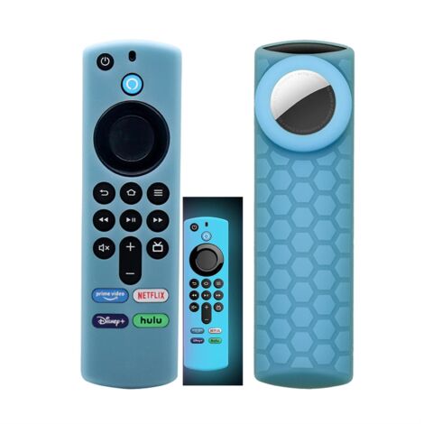 Étui pour télécommande TV Stick 3e génération avec support pour Airtag (luminescent dans le noir) Compatible avec Fir TV Stick 3e génération, étui pour traceur Tile Sticker 2020, bleu luminescent (1/5)